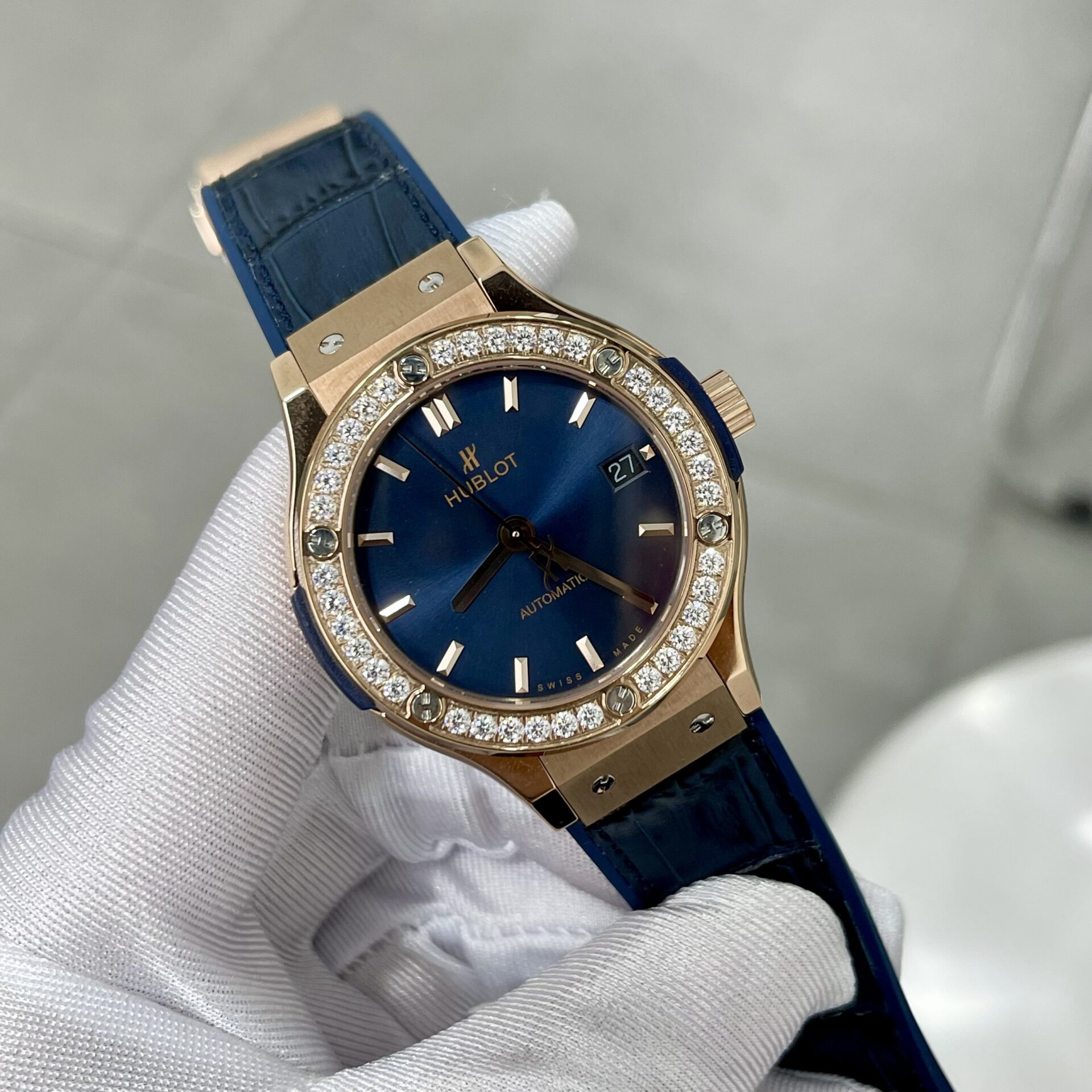 Hublot Classic Fusion King Gold Blue Replica Watch HB Factory 38mm
