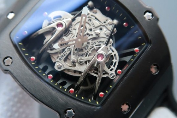 Replica Richard Mille RM027 PVD Skeleton Dial Black Rubber Strap 6T51