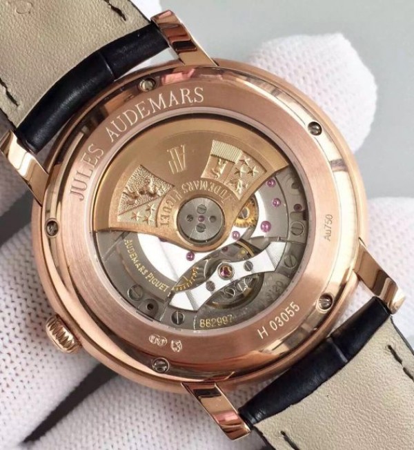 Replica Audemars Piguet Jules Audemars 15170 RG Black Dial Leather Strap A3120