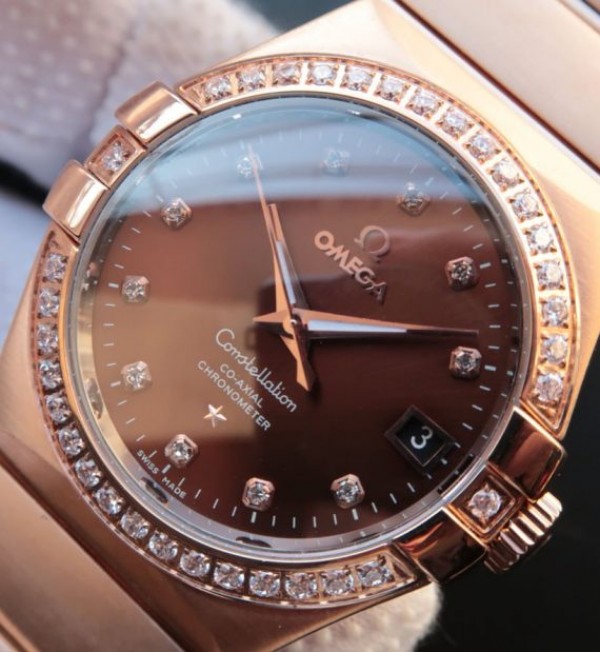 Replica Omega V6 Constellation 123.20.35 RG Case Brown Dial