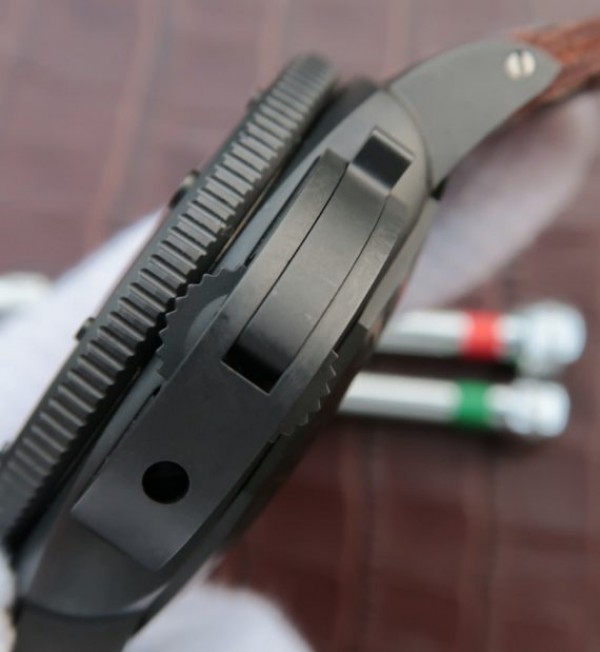 Replica Panerai XF PAM508 Real Ceramic Black Distressed Calfskin Strap