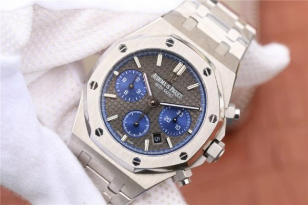 Replica Audemars Piguet Royal Oak Chronograph SS JHF Gray/Blue Dial SS Bracelet A7750