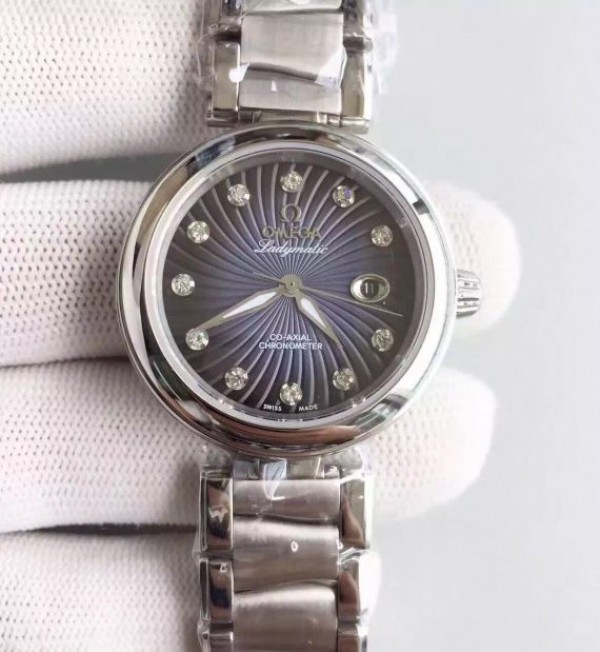 Replica Omega De Ville Lady SS Blue Textured Dial SS Bracelet A8520