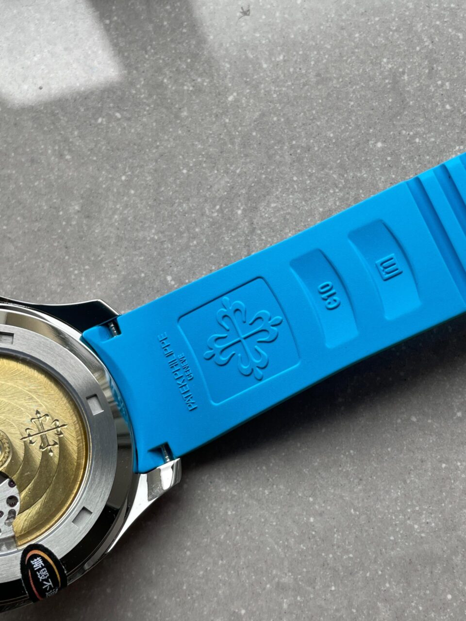 Replica PATEK PHILIPPE Aquanaut 5168G 42mm SS 3KF 1:1 Best Edition Black Dial on Light Blue Rubber Strap A324 V2