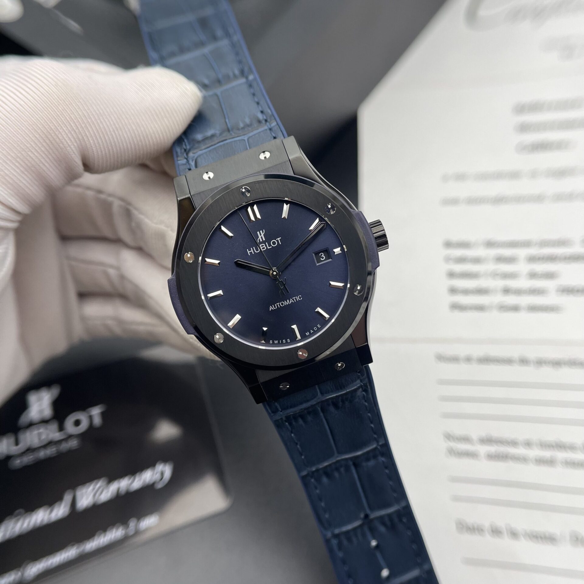 Hublot Fake Watches Classic Fusion Ceramic Blue Dial HB Factory 42mm