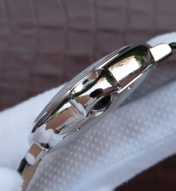 Replica Cartier Ballon Bleu Tourbillon 44mm SS Black Leather Strap