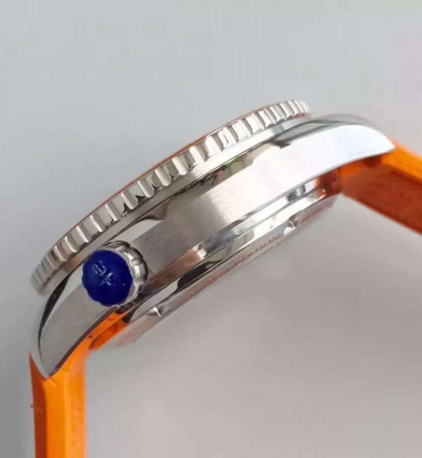 Replica Omega Planet Ocean SS GMT Gray Dial Orange Bezel Rubber Strap A8615