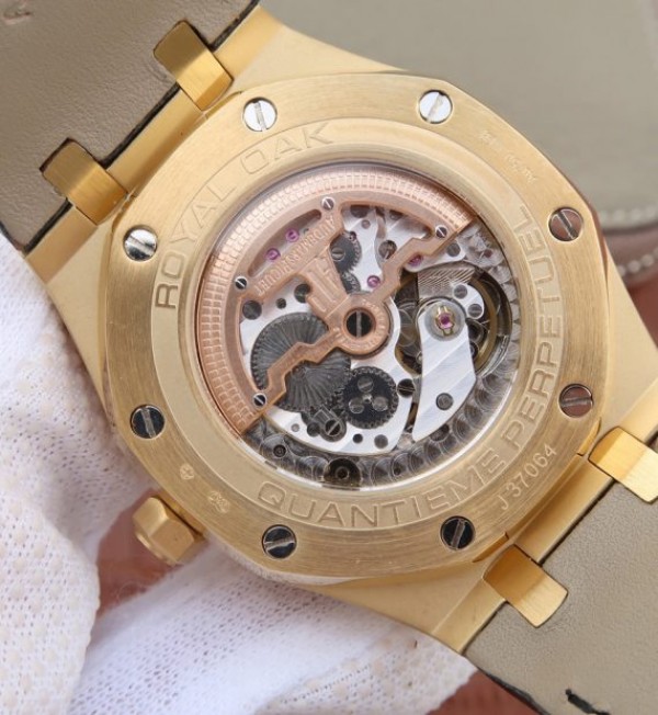 Replica Audemars Piguet JF Royal Oak 41mm 26574 YG Blue Dial Leather Strap A5134