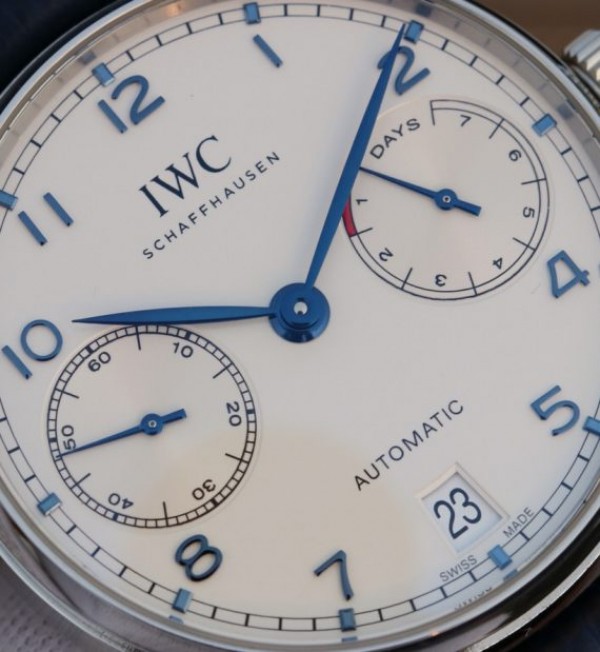 Replica IWC ZF Portuguese IW500705 White Dial Blue Markers Leather Strap V3