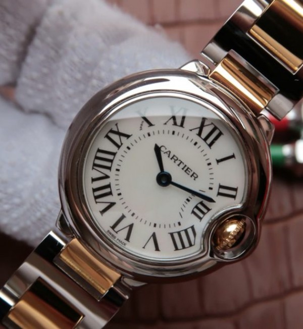 Replica Cartier Ballon Bleu Ladies 28mm SS White Dial SS/YG Bracelet Ronda Quartz