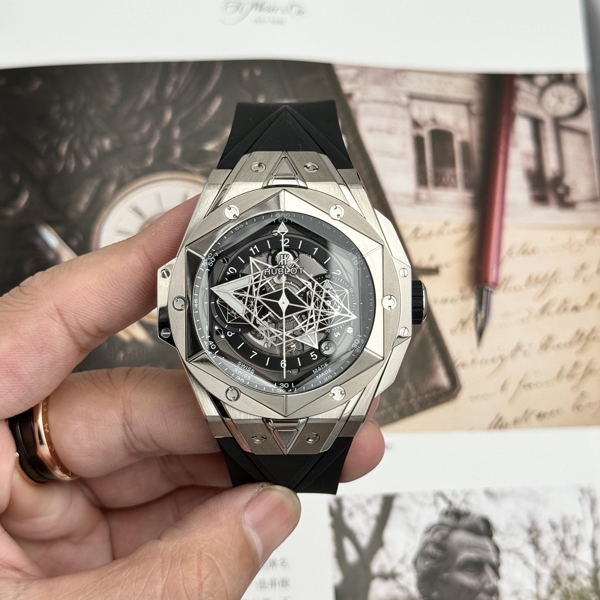 Hublot Replica Watch Big Bang Sang Bleu II Titanium Black Dial BBF 45mm