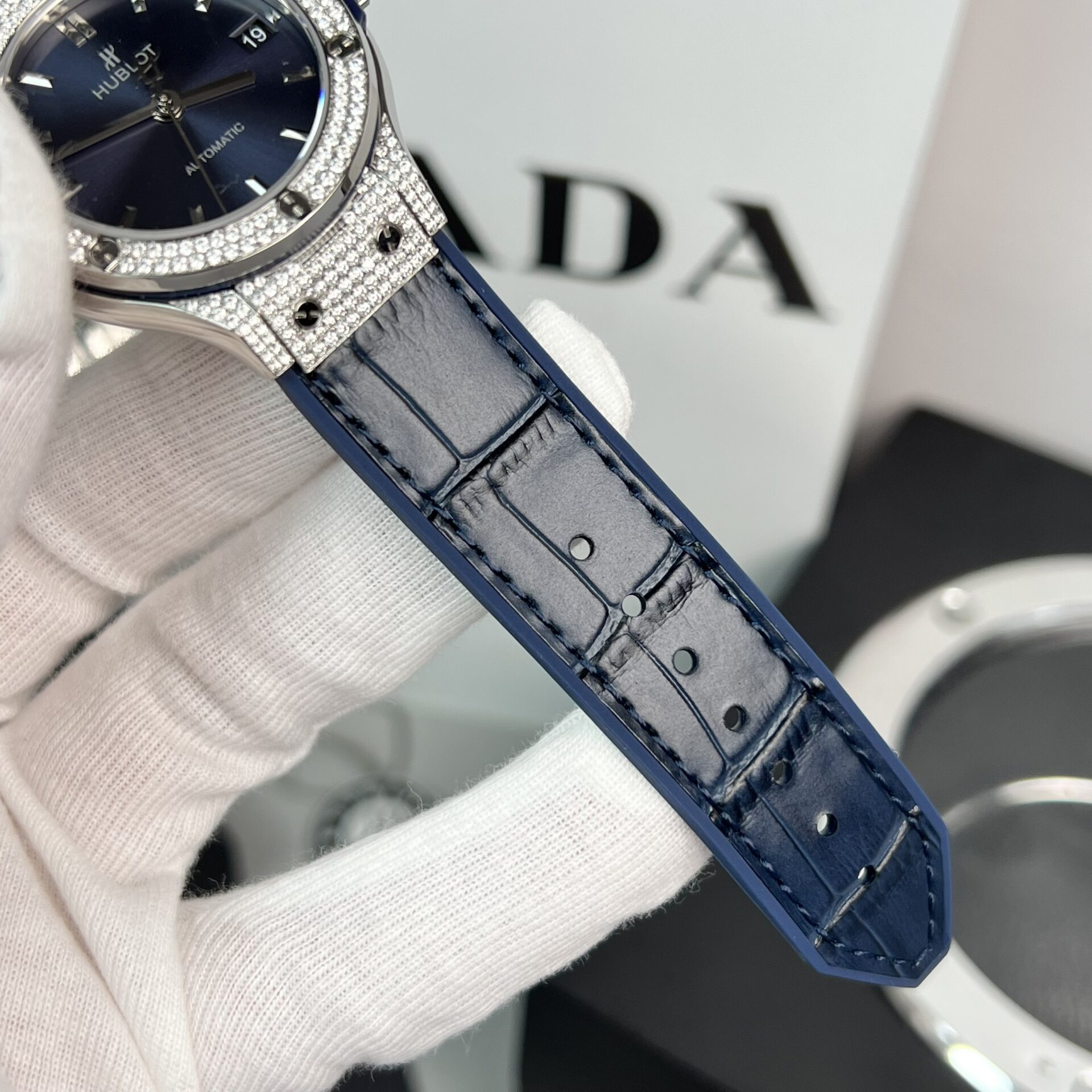 Hublot Classic Fusion Replica Watch Moissanite Diamond Blue 38mm