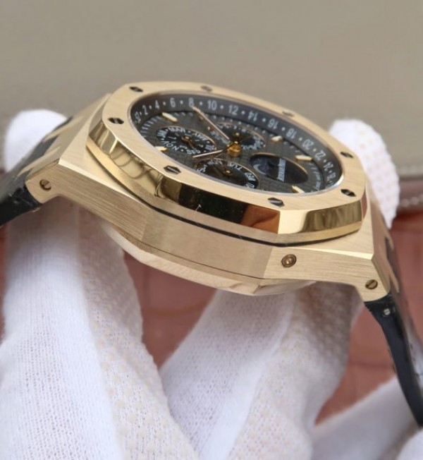 Replica Audemars Piguet JF Royal Oak 41mm 26574 YG Black Dial Leather Strap A5134