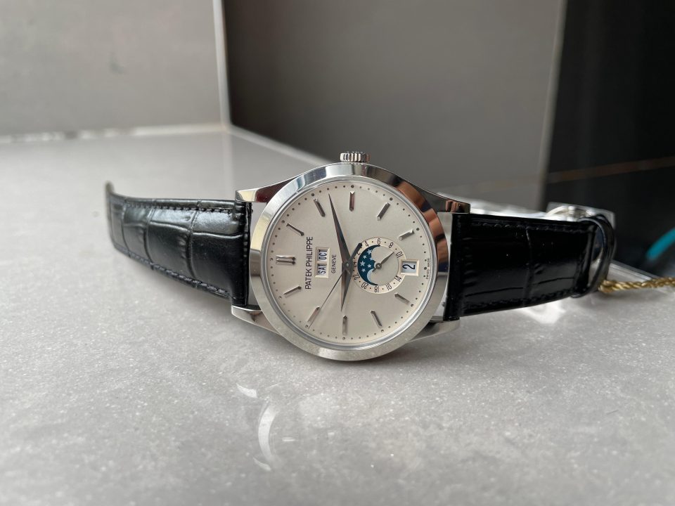 Replica PATEK PHILIPPE Annual Calendar Moonphase 5396 SS ZF 1:1 Best Edition White/Blue Dial on Black Leather Strap A324