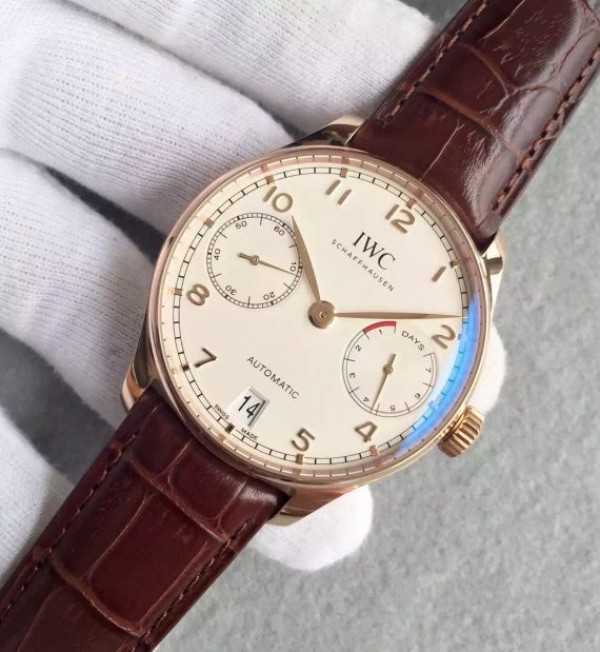 Replica IWC ZF Portuguese IW500701 RG White Dial Leather Strap A52010
