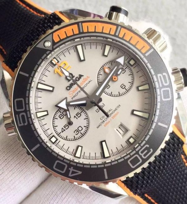 Replica Omega Planet Ocean Master Chronometer Chrono SS Gray Dial Black Nylon Strap A9900