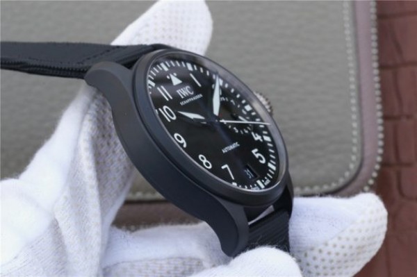 Replica IWC Big Pilot Real PR IW502001 Real Ceramic ZF V2 Black Calfskin Strap A51111