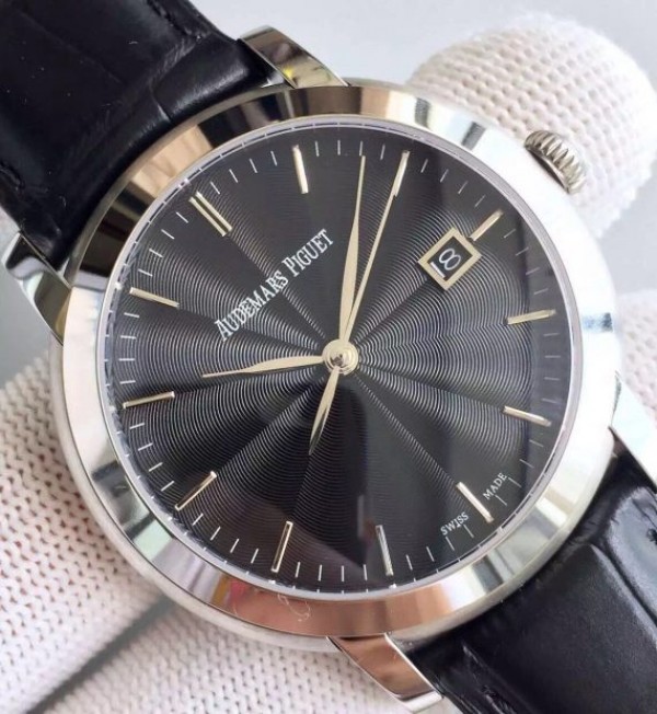 Replica Audemars Piguet Jules Audemars 15170 SS Black Dial Leather Strap A3120