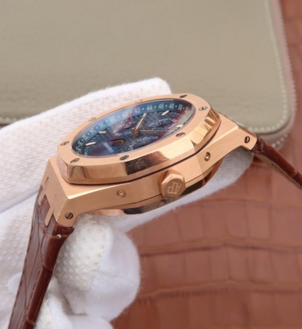 Replica Audemars Piguet JF Royal Oak 41mm 26574 RG Blue Dial Leather Strap A5134