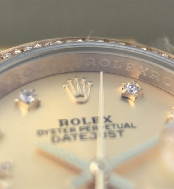 Replica Rolex DateJust 31mm Diamonds Bezel/Markers RG Gold Dial Bracelet A2235