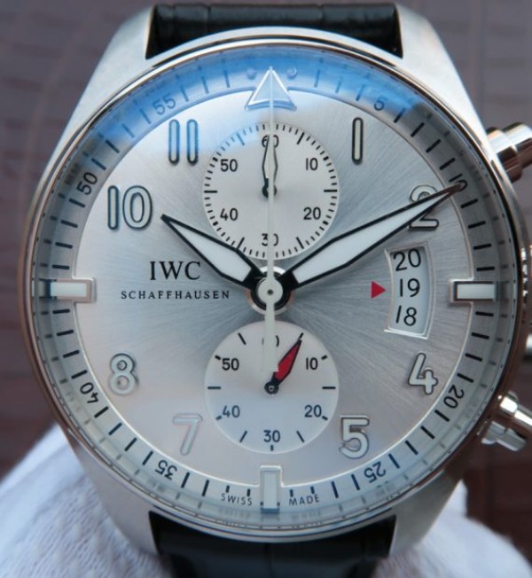 Replica IWC ZF Pilot Chrono IW387809 Silver Dial Leather Strap A7750