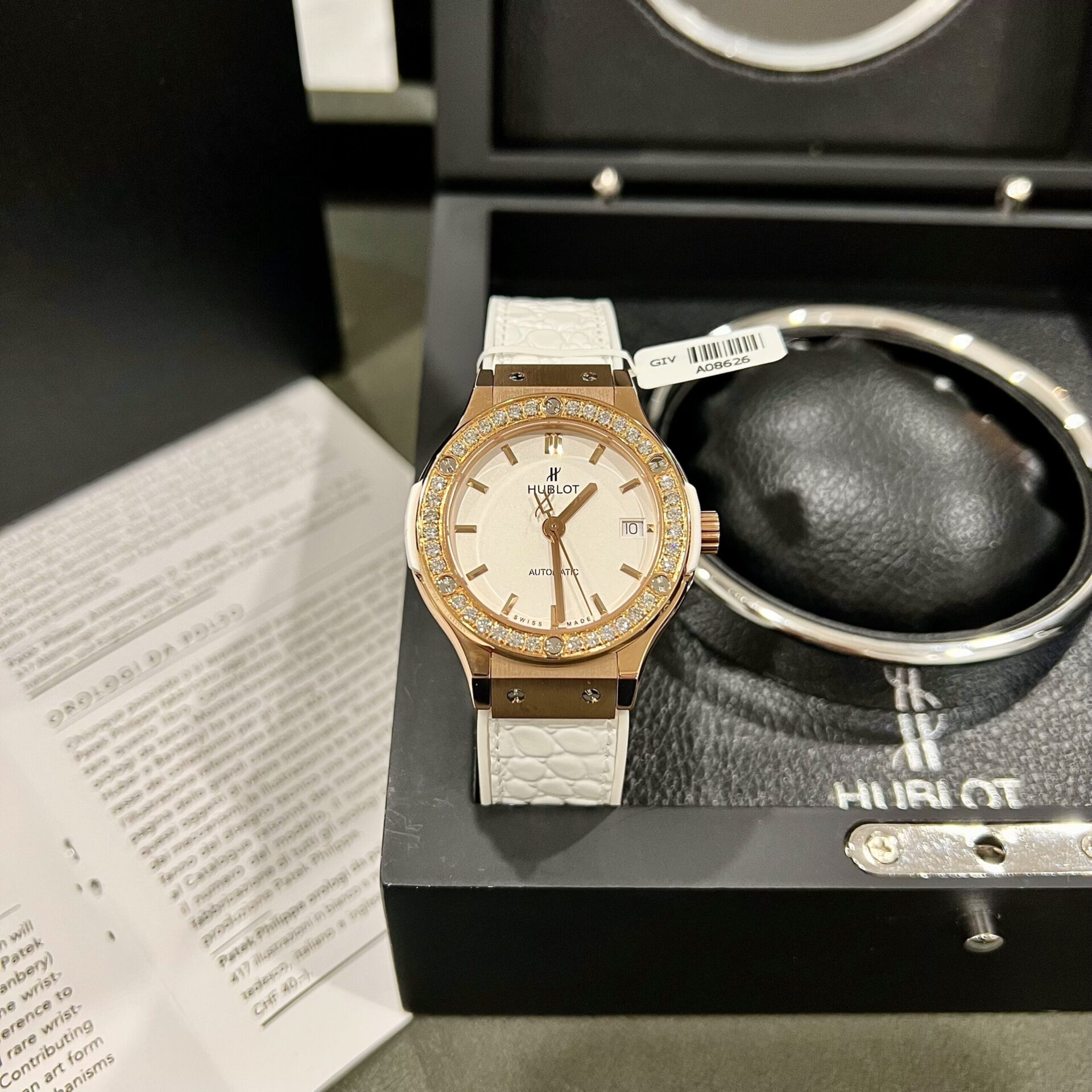 Hublot Replica Watches Classic Fusion King Gold White Dial Custom Moissanite Diamonds 38mm