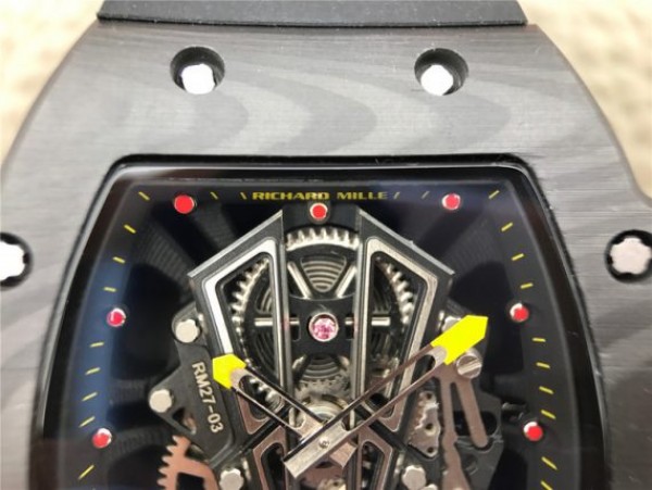 Replica Richard Mille RM027-03 Full Black Carbon Skeleton Dial Black Rubber Strap 6T51
