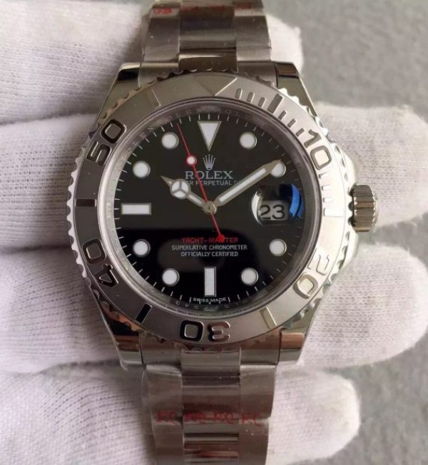 Replica Rolex Yacht-Master 116622 Noob Black Dial SS Bracelet A2824