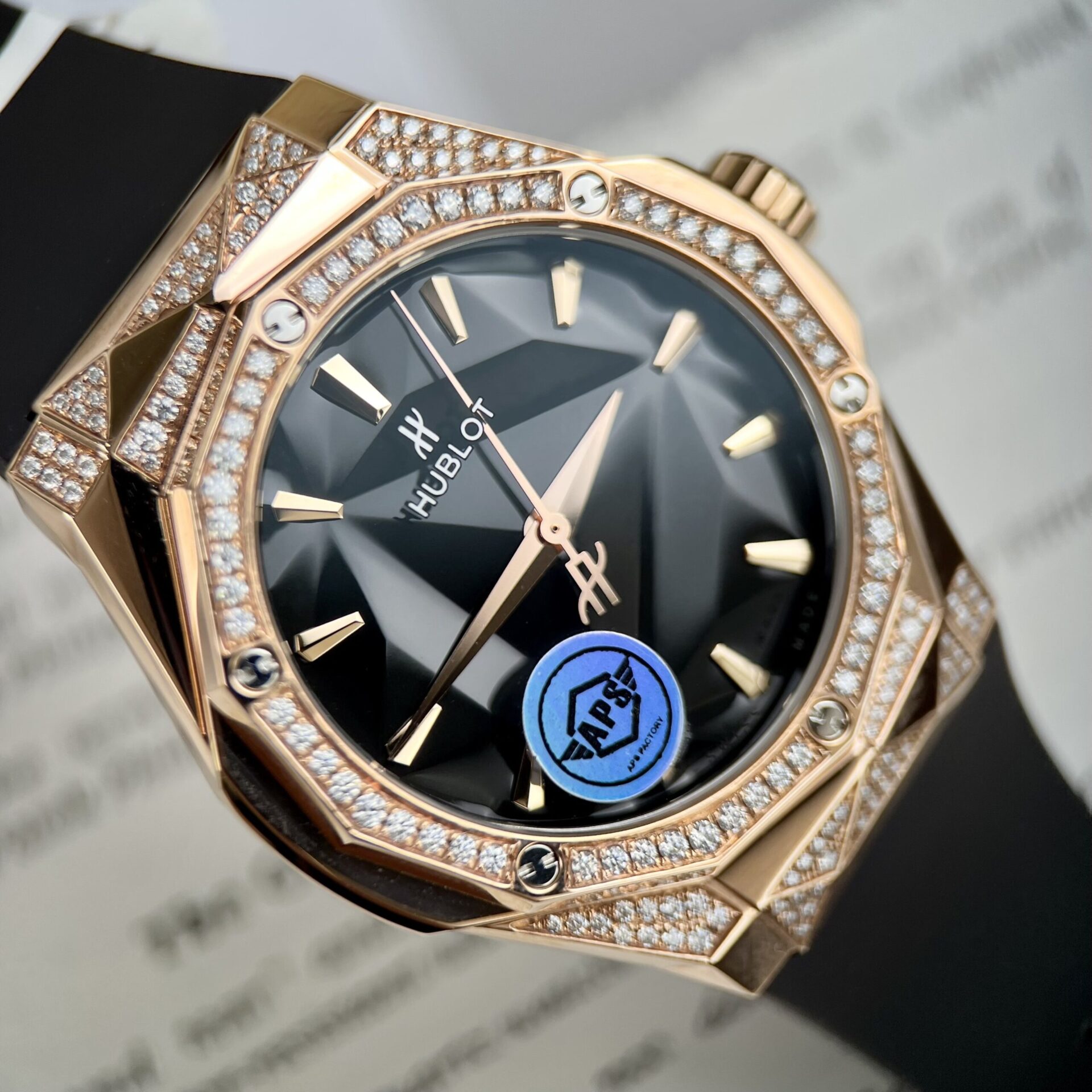 Hublot Orlinski King Gold Black Dial Custom Moissanite Diamonds Hong Kong 40mm