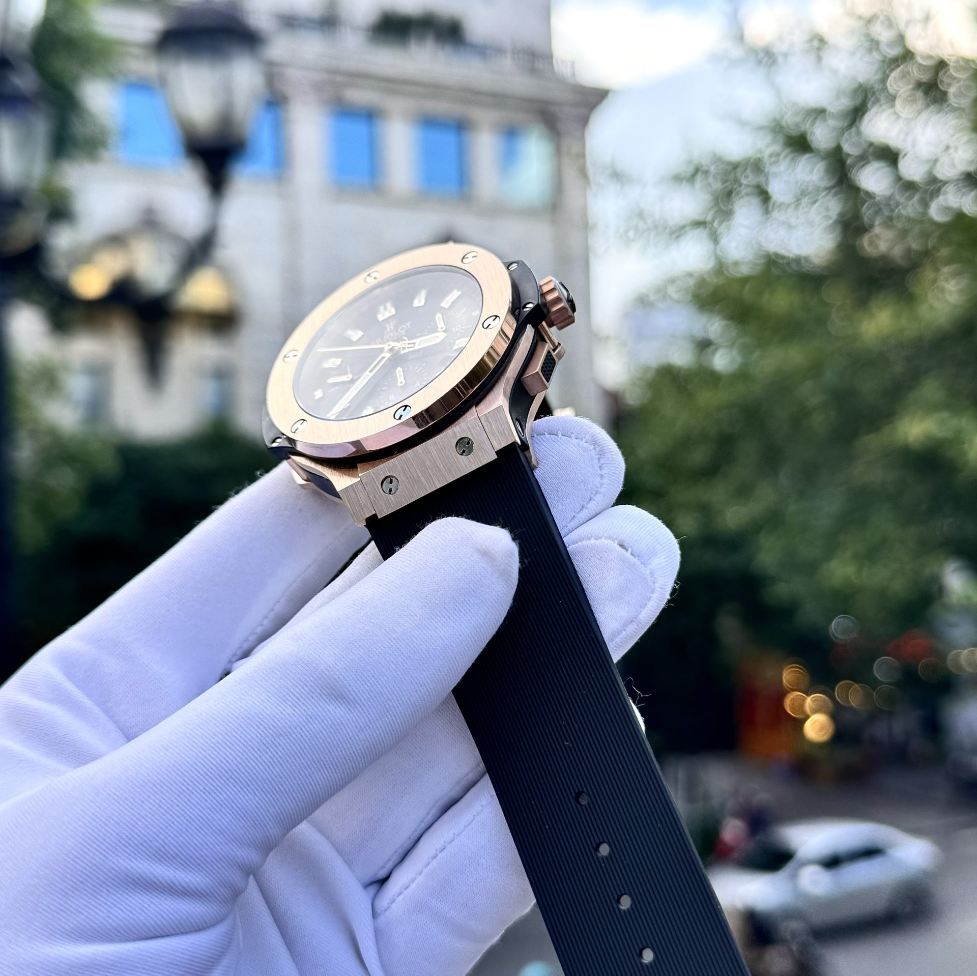 Hublot Fake Watches Big Bang Chronograph King Gold Black Dial 44mm