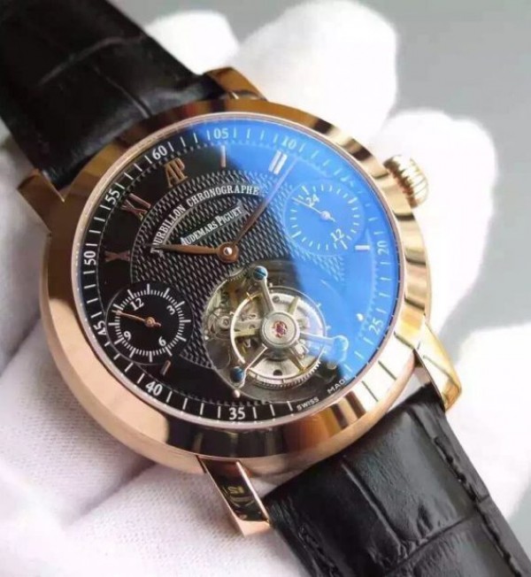 Replica Audemars Piguet Jules Audemars Tourbillon RG Black Dial