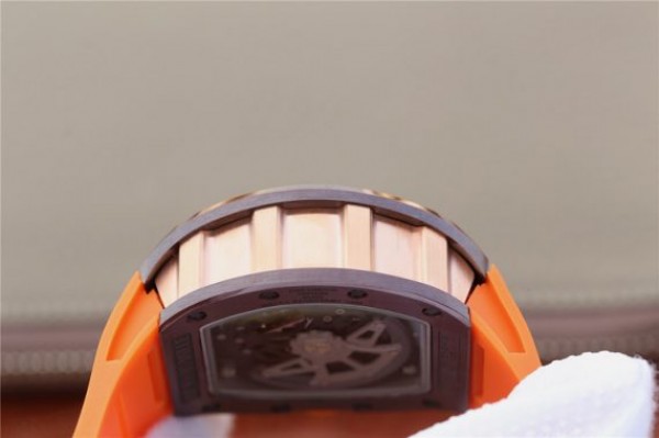 Replica Richard Mille RM011 Felipe Massa RG Chrono Brown Skeleton Dial Orange Rubber Strap A7750