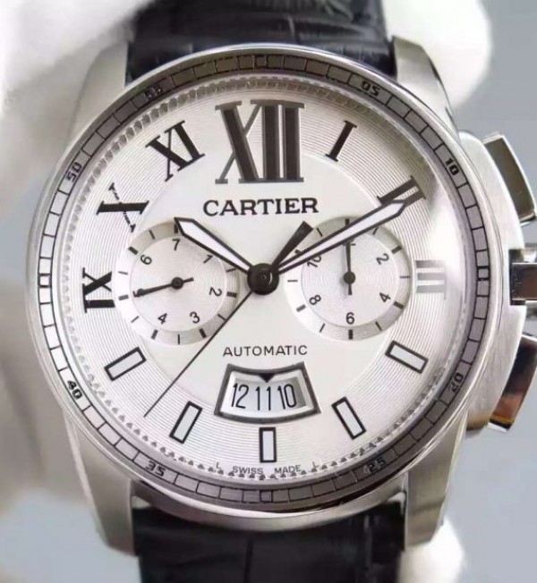 Replica Cartier JF Cartier Calibre de Cartier SS Chronograph White Dial Miyota 9100