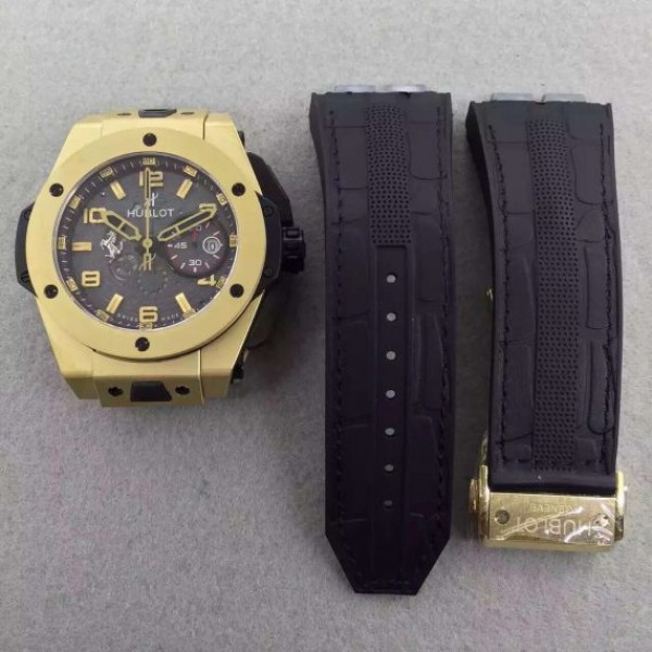 Replica Hublot Big Bang Ferrari Limited Edition YG Black Dial Black Rubber Strap A7753