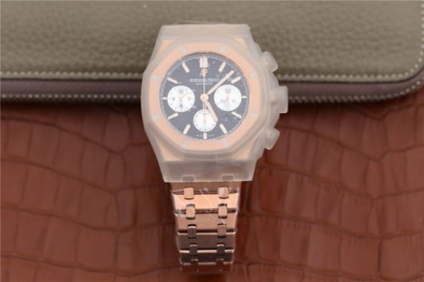 Replica Audemars Piguet Royal Oak Chronograph RG JHF Black/White Dial RG Bracelet A7750