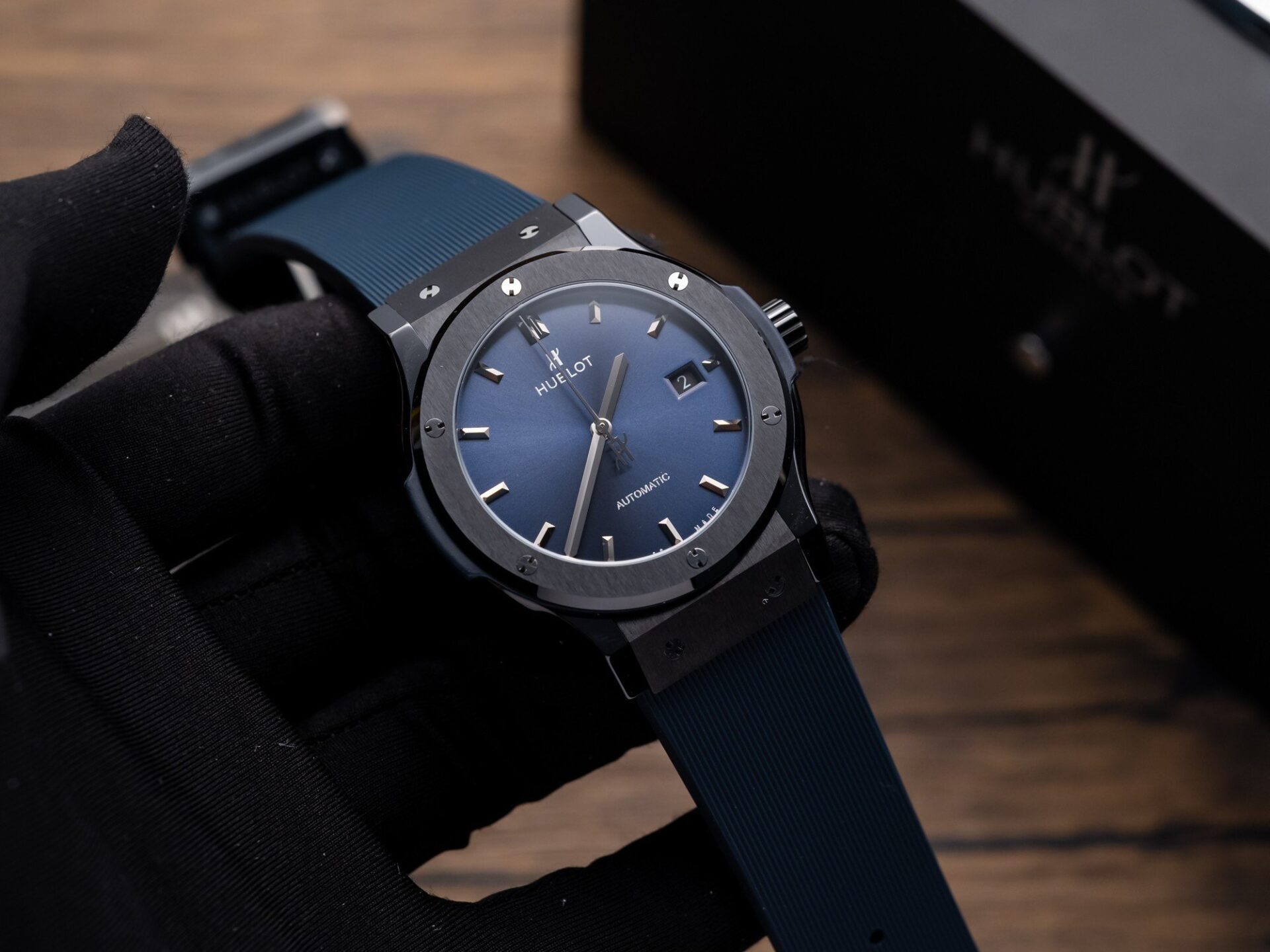 Hublot Classic Fusion Ceramic Blue Dial Rubber Strap GS Factory 42mm
