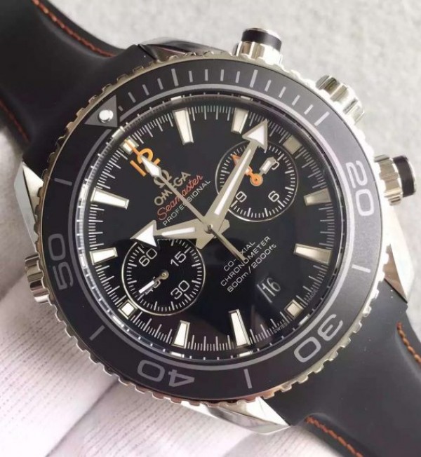Replica Omega Seamaster Professional Chrono Black Ceramic Black Dial Orange Rubber Strap A9300