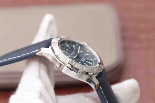 Replica Breitling Colt Automatic 44mm SS GF Blue Textured Dial Blue Leather Strap A2824