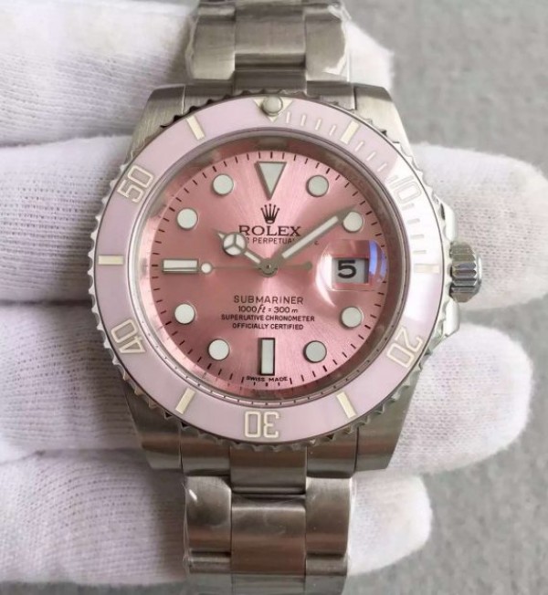 Replica Rolex Submariner Lady SS Pink Bezel Pink Dial SS Bracelet A2836