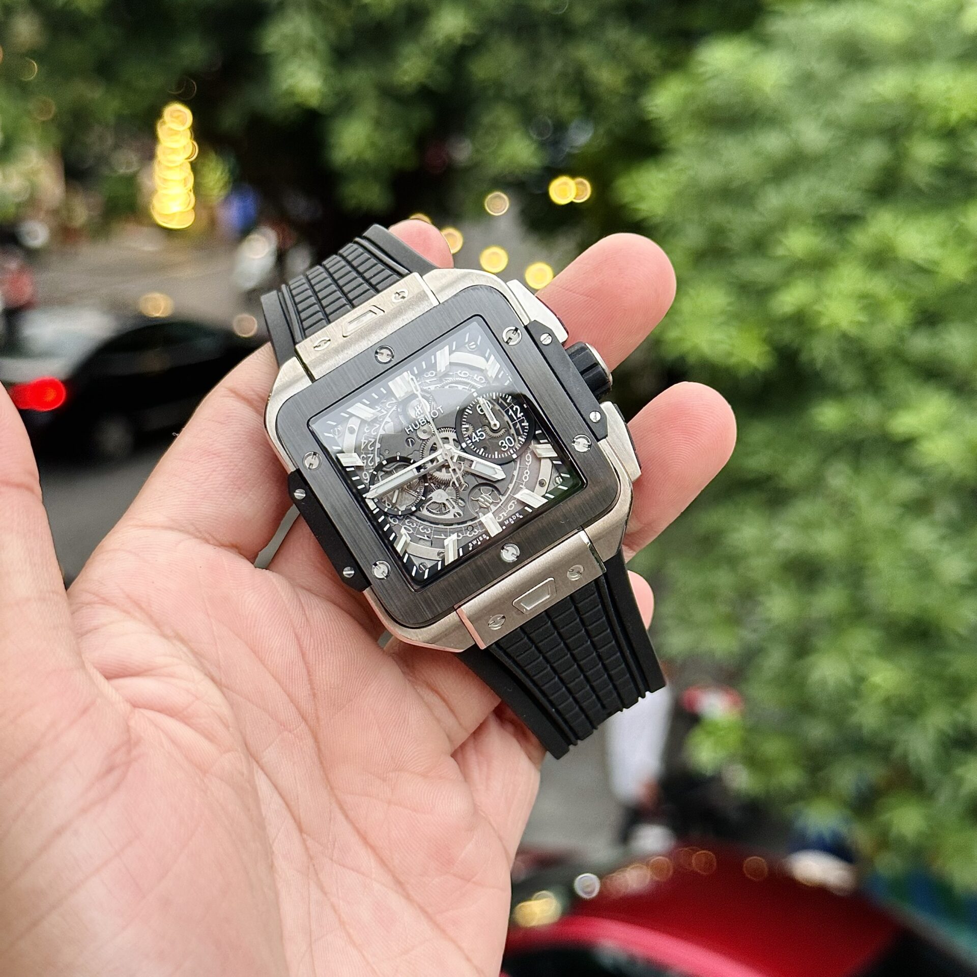 Hublot Best Replica Watch Big Bang Square Titanium Rubber Strap BBF Factory 42mm