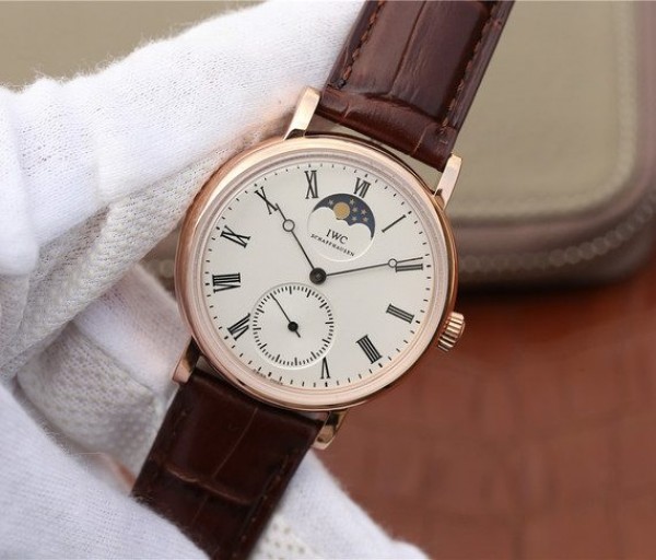 Replica IWC Vintage IW544803 White Dial RG Brown Leather Strap
