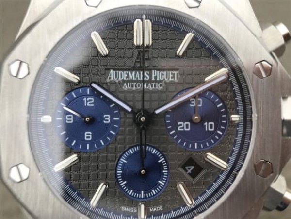 Replica Audemars Piguet Royal Oak Chronograph SS JHF Gray/Blue Dial SS Bracelet A7750