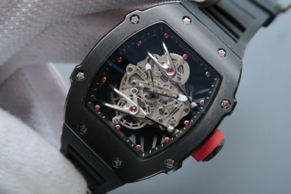 Replica Richard Mille RM027 PVD Skeleton Dial Black Rubber Strap 6T51