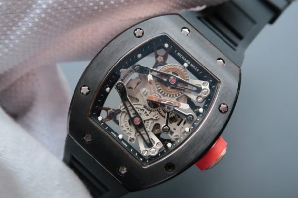Replica Richard Mille RM038 RG Black Inner Bezel Skeleton Dial Black Rubber Strap Jap Quartz