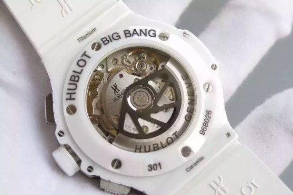 Replica Hublot Big Bang Caviar Chrono 44mm White Ceramic White Dial Rubber Strap A7750