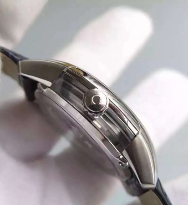 Replica Omega V6F De Ville Hour Vision Co-Axial 41mm SS Black Dial Black Leather Strap A8500