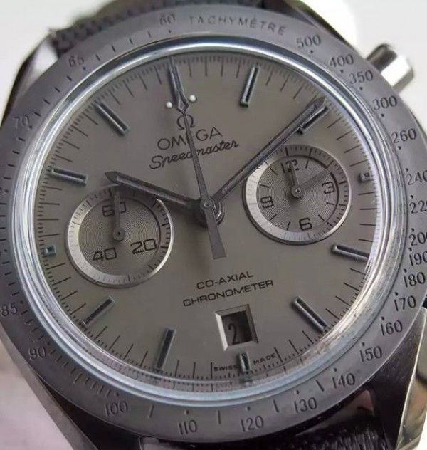 Replica Omega Speedmaster Moonwatch PVD Chrono Black Dial Nylon Strap A9300