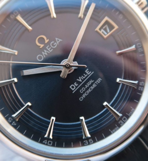 Replica Omega V6 De Ville Hour Vision Co-Axial 41mm SS Blue Dial Leather Strap A8500