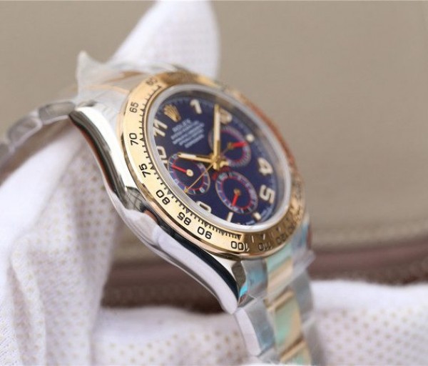 Replica Rolex Daytona 116523 Thick YG Wrapped Blue Dial Numerals Markers SS/YG Bracelet A7750
