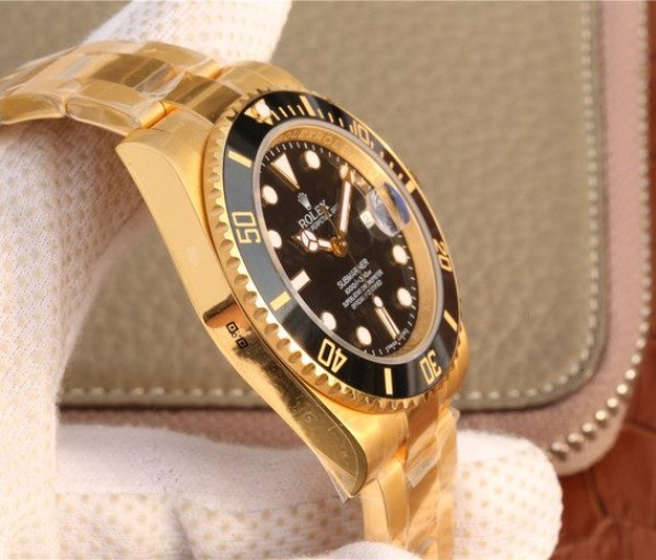 Replica Rolex Submariner 116613 LN YG Wrapped Black Dial YG Wrapped Bracelet Eta2836